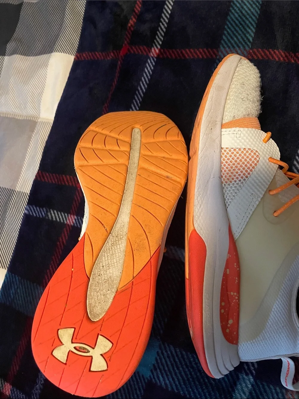 Under Armour Women's White and Orange Athletic Shoes